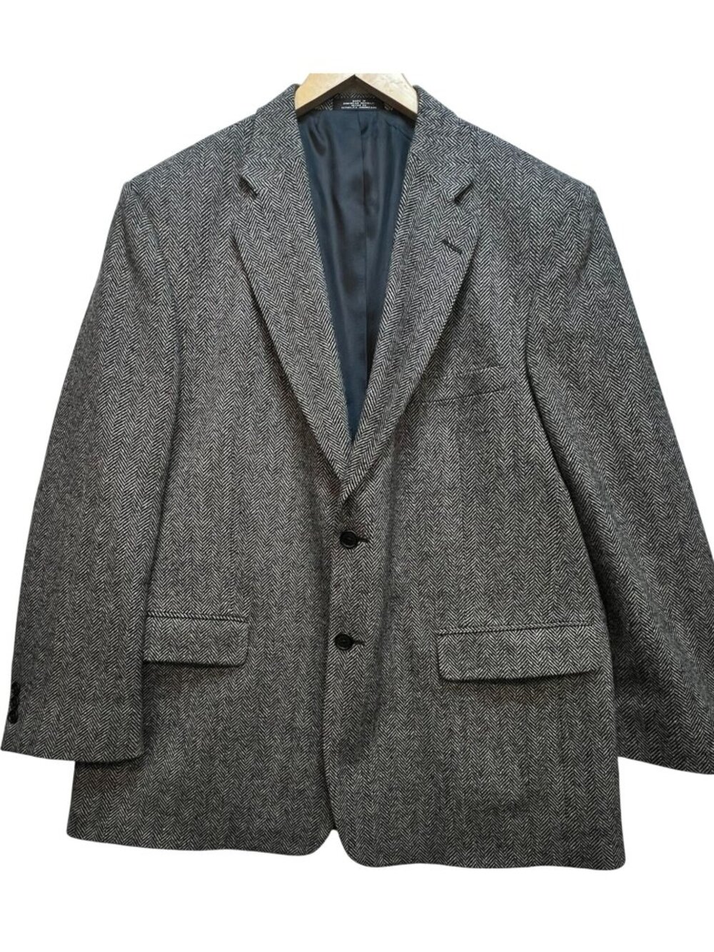 Towncraft Mens Tweed 2 Button Blazer Jacket Long Sleeve Sz 46R Gray Herringbone